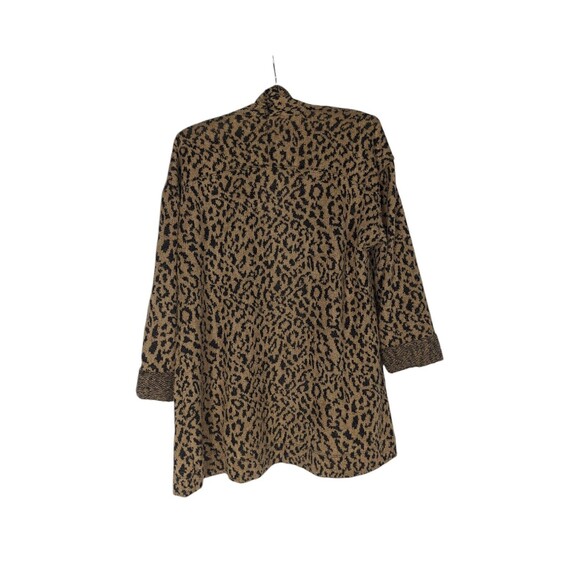 One World Cardigan S Women's Brown Leopard Animal Print Long Sleeve Pockets - Picture 5 of 9